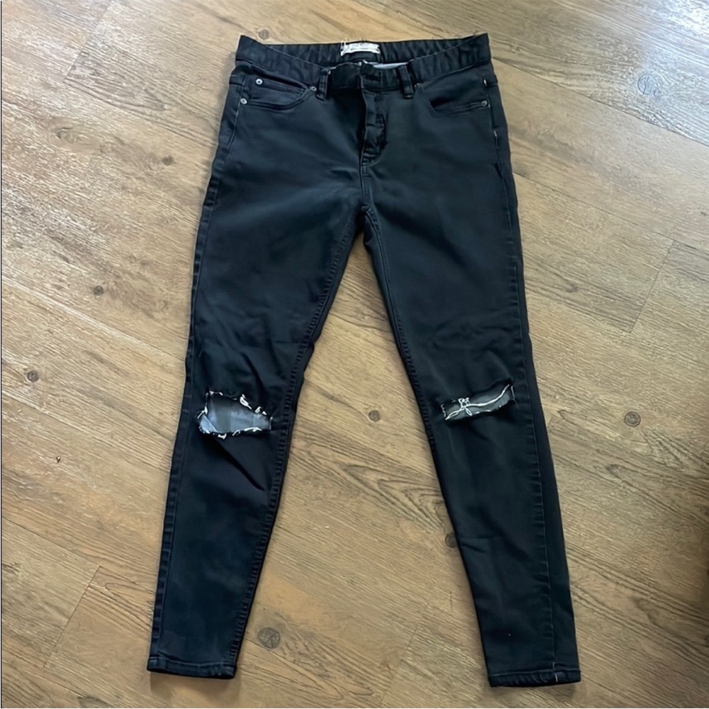 Free People Black Skinny Distressed Jeans